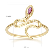 ECFEW™ Ruby Winding Snake Ring in 9ct Yellow Gold