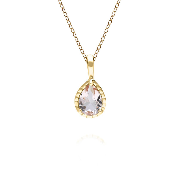 Classic Pear Morganite Pendant in 9ct Yellow Gold