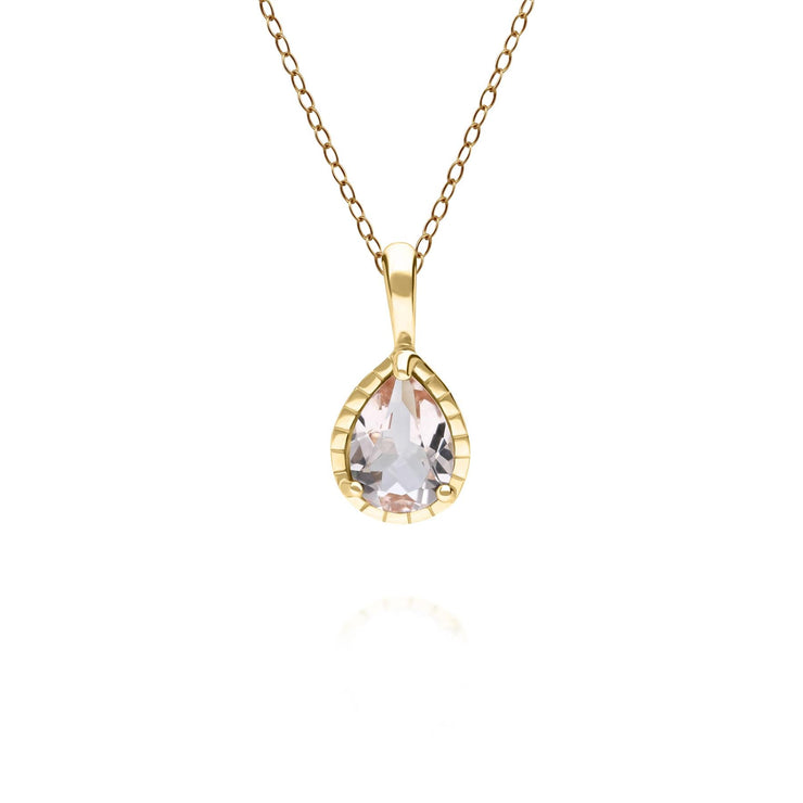 Classic Pear Morganite Pendant in 9ct Yellow Gold