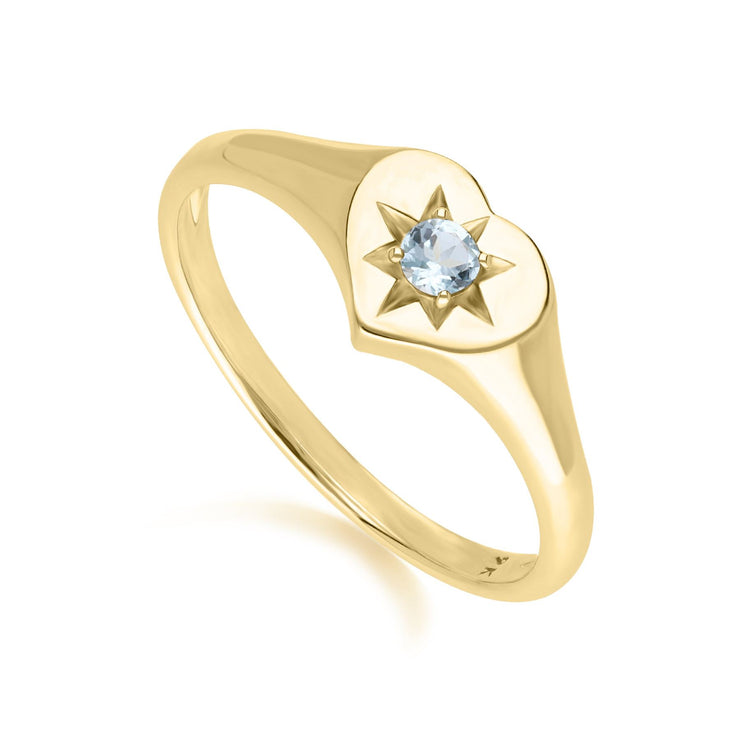 ECFEW™ 'The Liberator' Blue Topaz Heart Ring in 9ct Yellow Gold