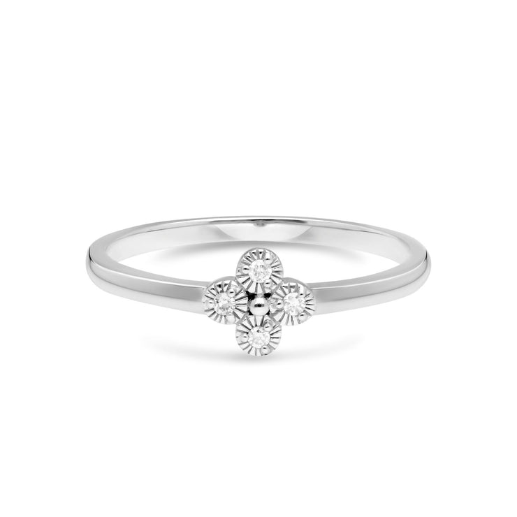 Diamond Flowers Ring in 9ct White Gold