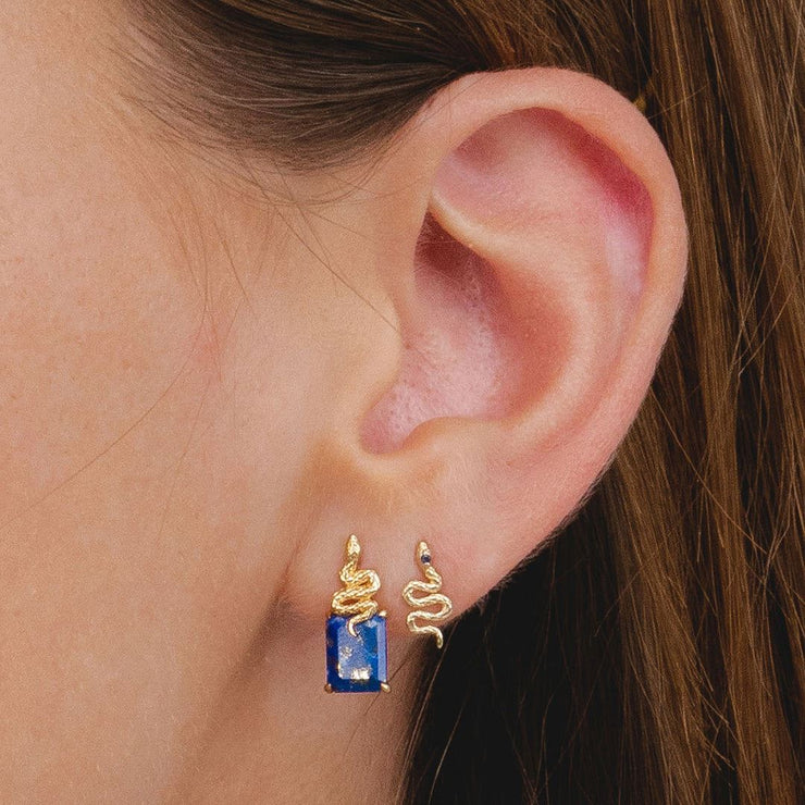 ECFEW™ Sapphire Snake Wrap Stud Earrings in 9ct Yellow Gold
