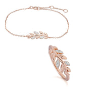 O Leaf Diamond Bracelet & Ring Set in 9ct Rose Gold