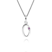 Initial Pink Sapphire Letter Charm Necklace in 9ct White Gold