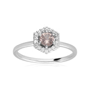 9ct White Gold 0.556ct Morganite & Diamond Halo Engagement Ring