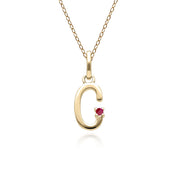 Initial Ruby Letter Necklace In 9ct Yellow Gold