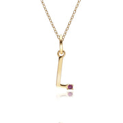 Initial Ruby Letter Necklace In 9ct Yellow Gold