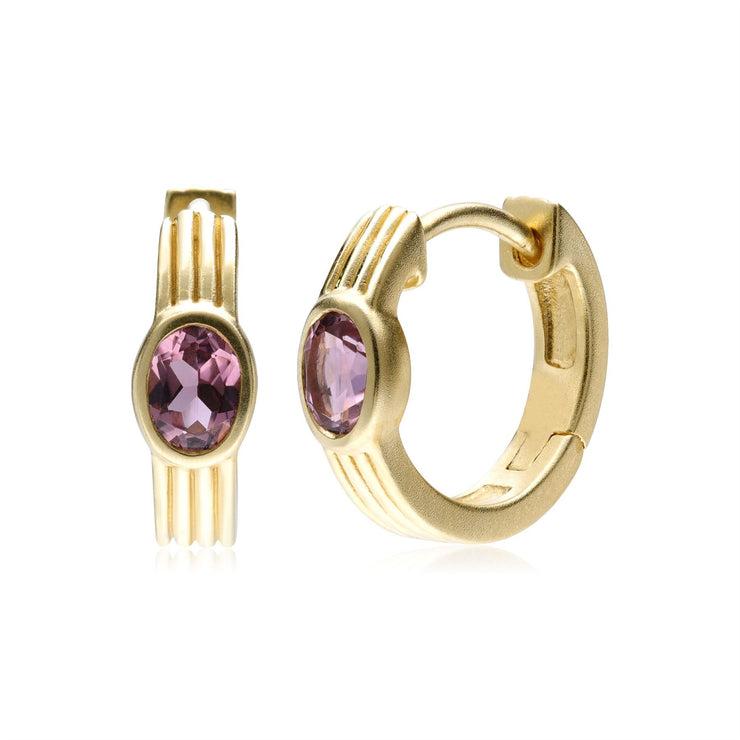 Caruso Pink Tourmaline Huggie Hoop Earrings