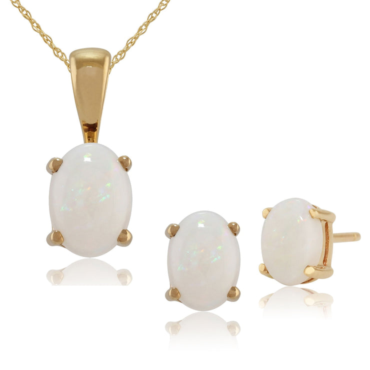 Classic Opal Stud Earrings & Pendant Set Image 1