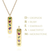 Coded Whispers Brushed Gold 'Dream' Acrostic Gemstone Pendant