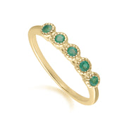 Classic Round Emerald Five Stone Eternity Ring in 9ct Yellow Gold