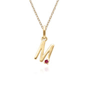 Initial Ruby Letter Necklace In 9ct Yellow Gold