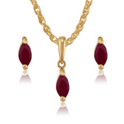 Classic Ruby Stud Earrings & Pendant Set Image 1