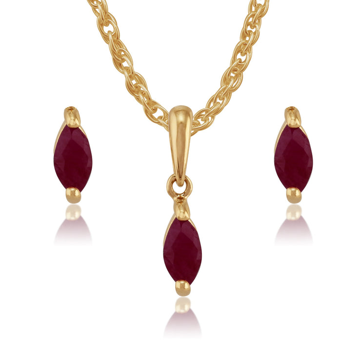 Classic Ruby Stud Earrings & Pendant Set Image 1
