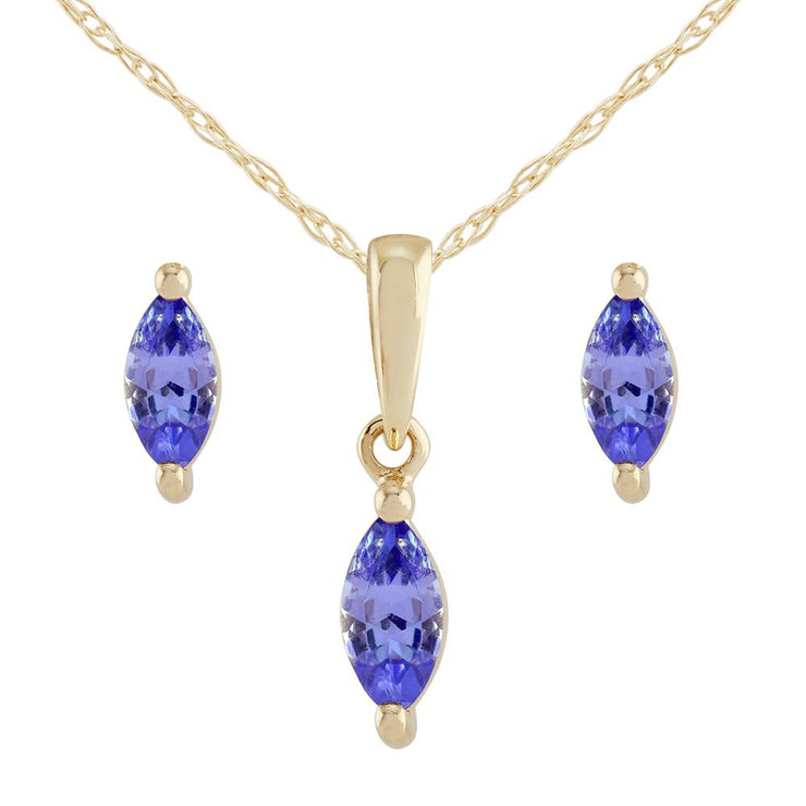 Classic Tanzanite Stud Earrings & Pendant Set Image 1