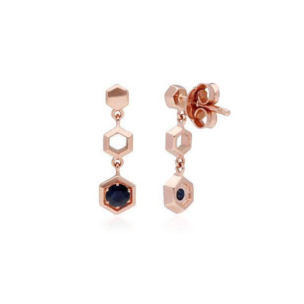 Honeycomb Inspired Sapphire Drop Earrings in 9ct Rose Gold