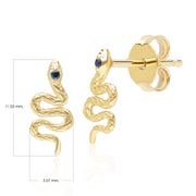 ECFEW™ Sapphire Snake Wrap Stud Earrings in 9ct Yellow Gold