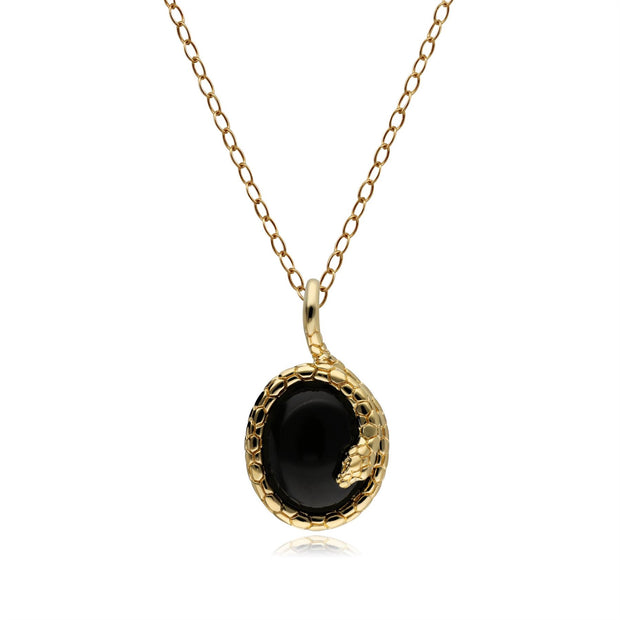 ECFEW™ 'The Ruler' Oval Onyx Winding Snake Pendant