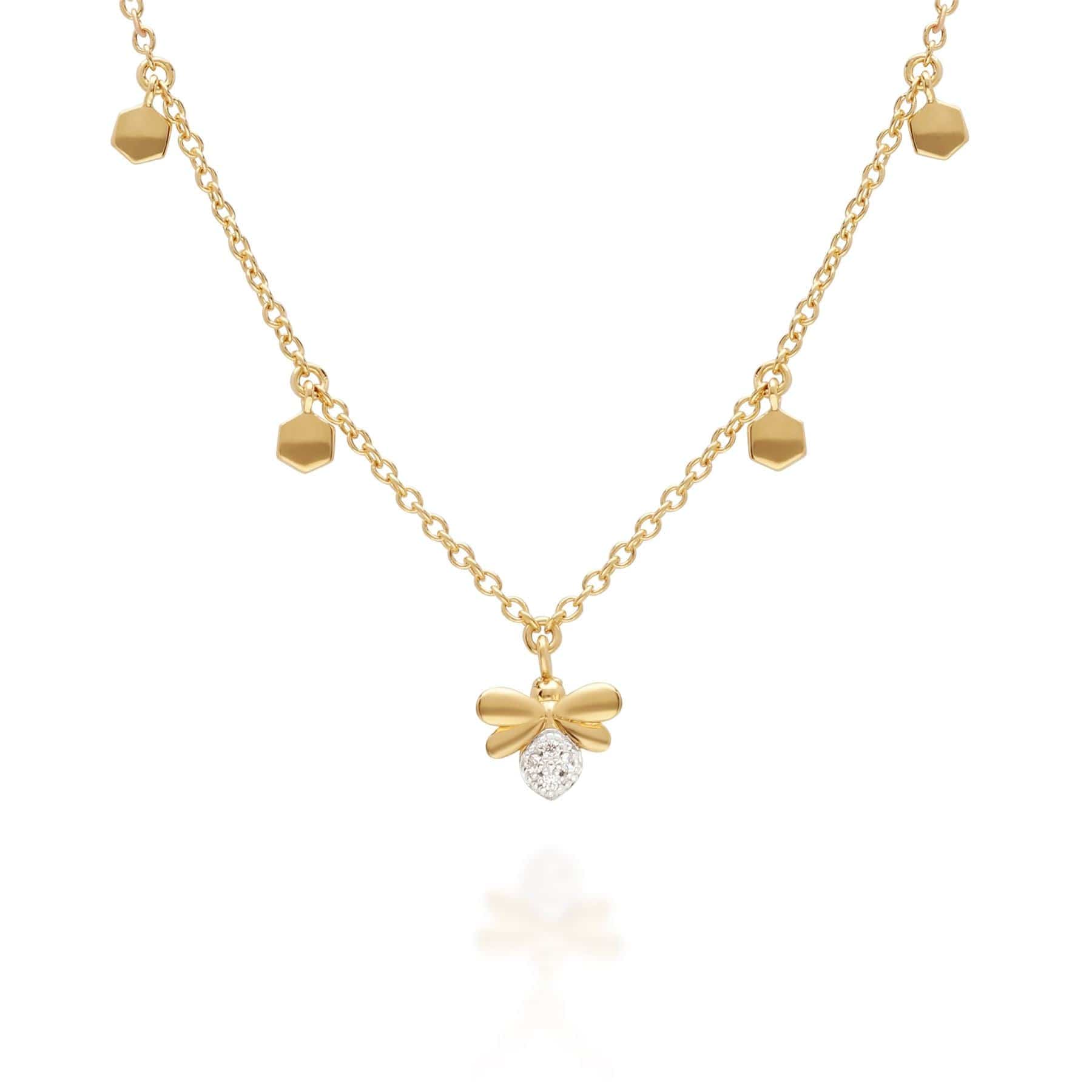 191N0241019 Honeycomb Inspired Bee Choker Necklace in 9ct Yellow Gold 1