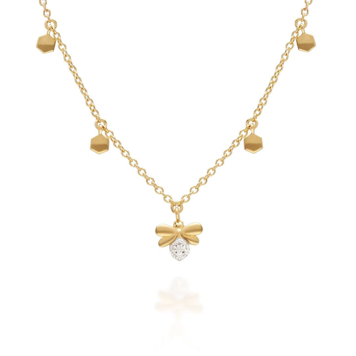 191N0241019 Honeycomb Inspired Bee Choker Necklace in 9ct Yellow Gold 1