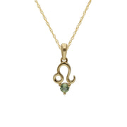 Peridot Leo Zodiac Charm Necklace in 9ct Yellow Gold