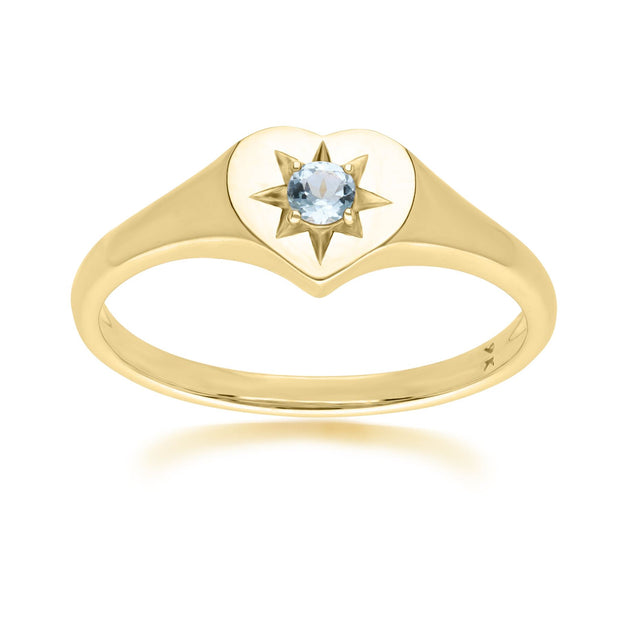 ECFEW™ 'The Liberator' Blue Topaz Heart Ring in 9ct Yellow Gold