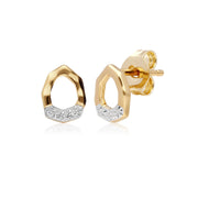 Diamond Pave Asymmetrical Pendant & Ring Set in 9ct Yellow Gold