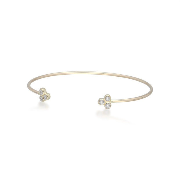 Diamond Trilogy Geometric Bangle in 9ct Yellow Gold