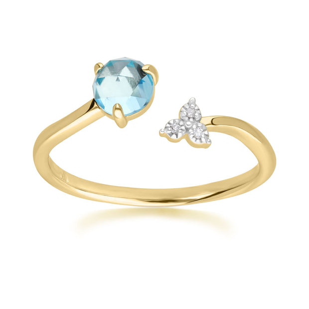 Classic Light Swiss Blue Topaz Open Ring in 9ct Yellow Gold