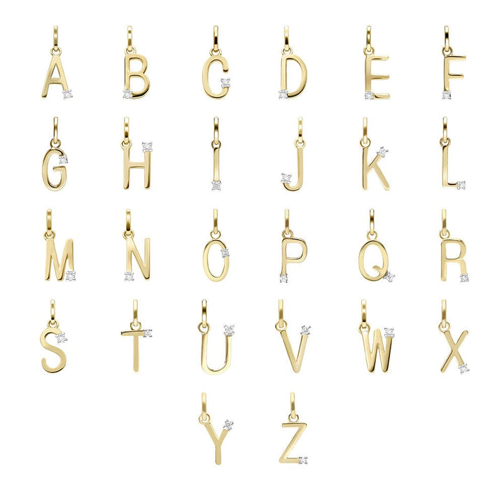 191P0748019 Initial Diamond Letter Necklace In 9ct Yellow Gold 1