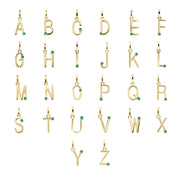 Initial Emerald Letter Necklace In 9ct Yellow Gold