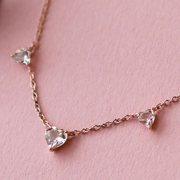 Morganite Heart Necklace in 9ct Rose Gold