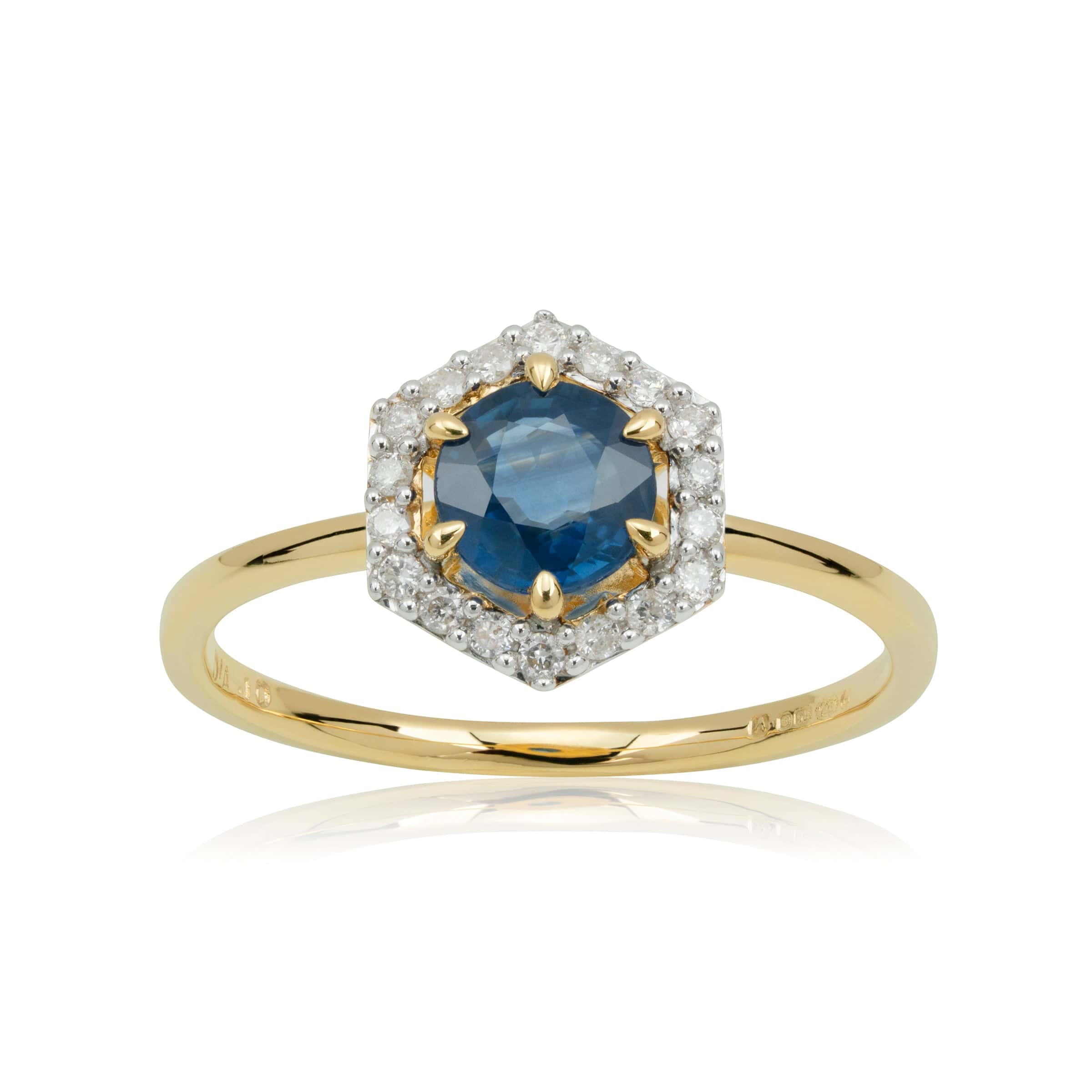 133R9486029 9ct Gold 0.92ct Sapphire & Diamond Halo Engagement Ring 2