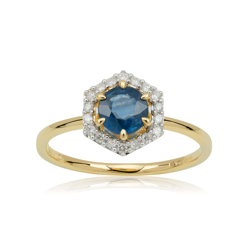 133R9486029 9ct Gold 0.92ct Sapphire & Diamond Halo Engagement Ring 2