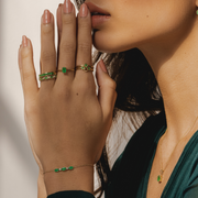Classic Style Oval Emerald & Diamond Bracelet in 9ct Yellow Gold