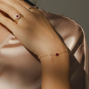 Classic Oval Ruby Single Stone Bracelet in 9ct Yellow Gold