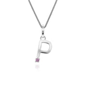 Initial Pink Sapphire Letter Charm Necklace in 9ct White Gold