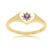 ECFEW™ 'The Liberator' Amethyst Heart Ring in 9ct Yellow Gold