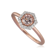 9ct Rose Gold 0.378ct Morganite & Diamond Halo Engagement Ring