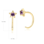 Modern Classic Amethyst Pull Through Hoop Earrings in 9ct Yellow Gold