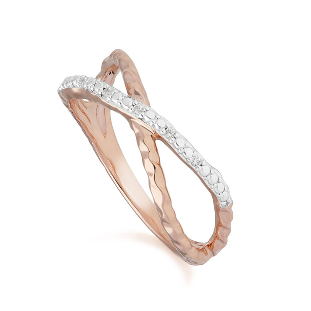 Diamond Pavé Crossover Ring in 9ct Rose Gold