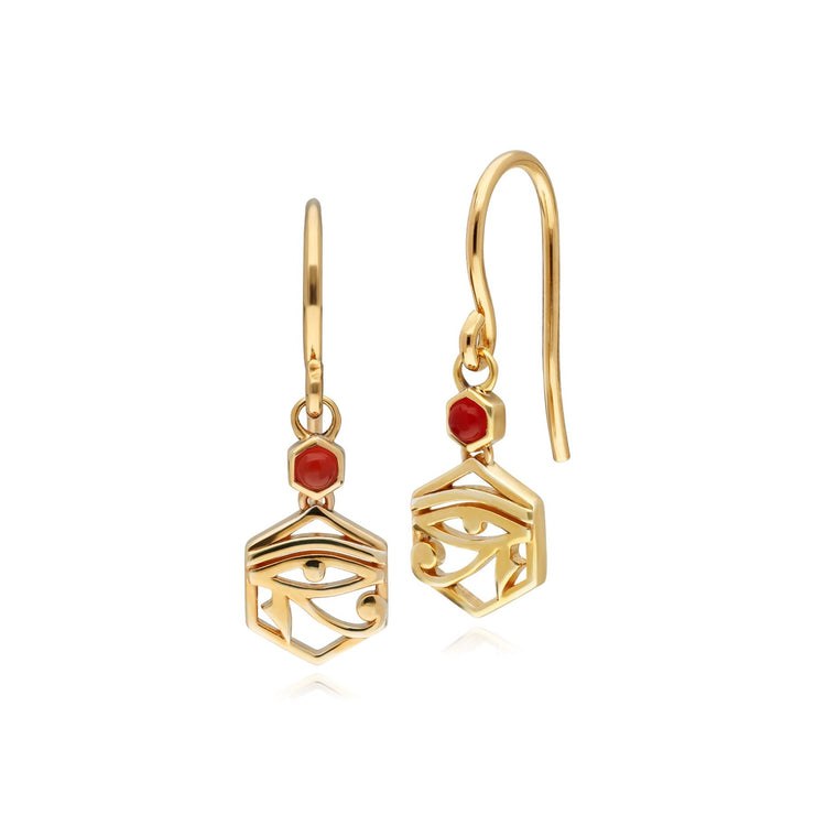 ECFEW™ 'The Ruler' Carnelian Eye of Ra Drop Earrings