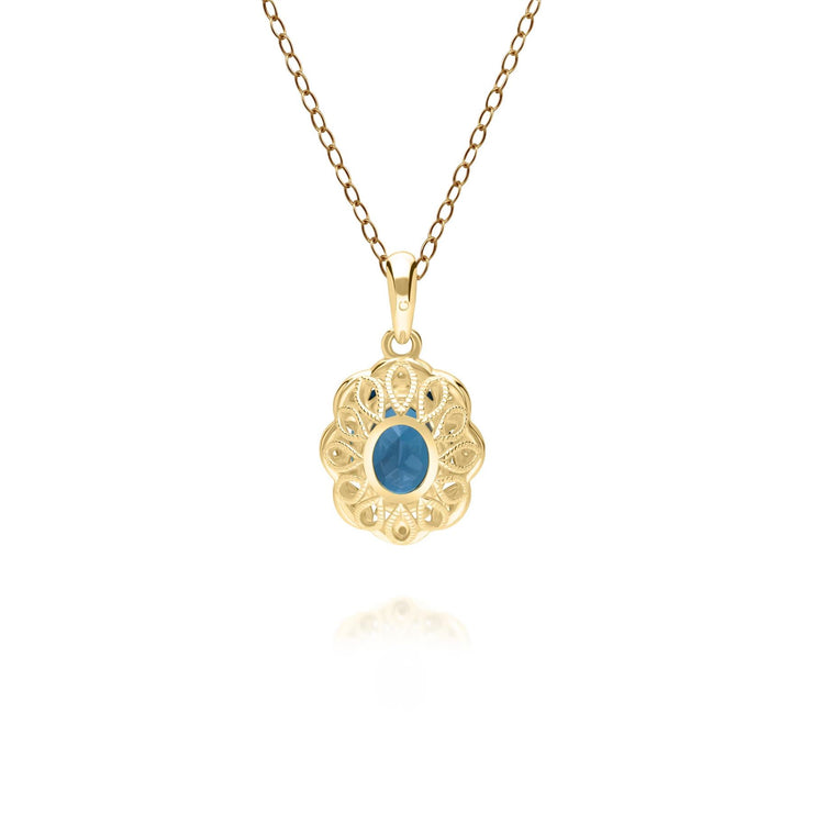 Classic London Blue Topaz & Diamond Lux Pendant in 9ct Yellow Gold