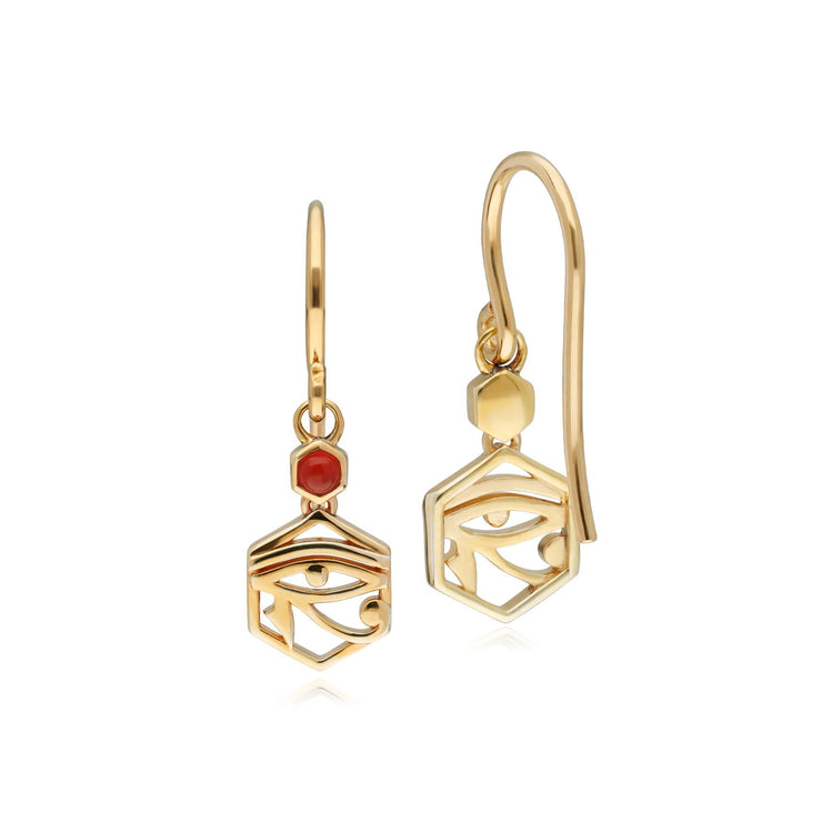 ECFEW™ 'The Ruler' Carnelian Eye of Ra Drop Earrings