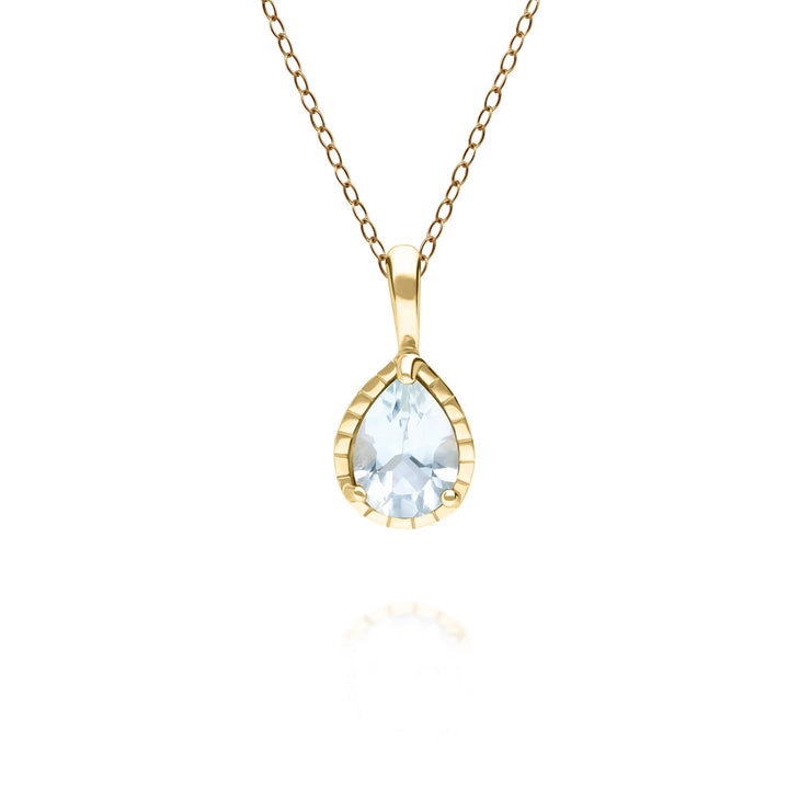 Classic Pear Aquamarine Pendant in 9ct Yellow Gold
