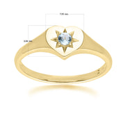 ECFEW™ 'The Liberator' Blue Topaz Heart Ring in 9ct Yellow Gold