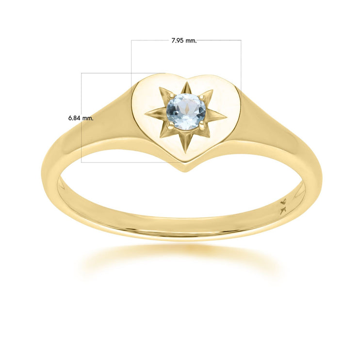 ECFEW™ 'The Liberator' Blue Topaz Heart Ring in 9ct Yellow Gold