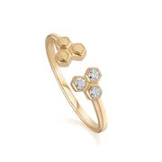 Diamond Geometric Trilogy Open Ring in 9ct Yellow Gold