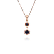 Honeycomb Inspired Sapphire Pendant Necklace in 9ct Rose Gold