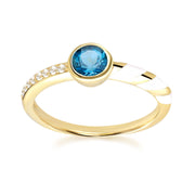 Siberian Waltz Enamel & London Blue Topaz Ring in 9ct Gold